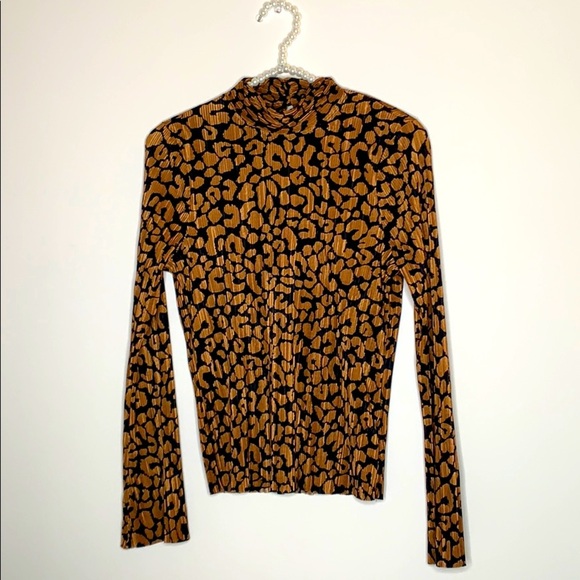 Topshop Tops - Leopard Print Topshop Turtleneck